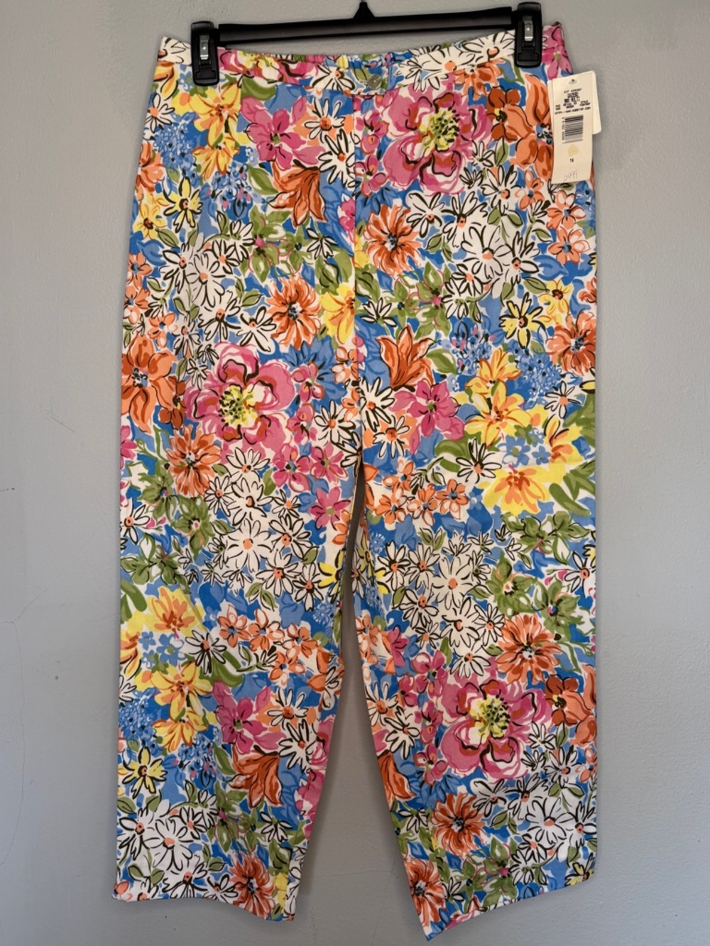 Koret Francisca Floral Cotton Capri Pants 100% cotton, Size 14 NWT